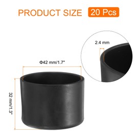 QUARKZMAN Pack of 20 Round Chair Leg Caps for Chair Legs, 42 mm, PVC Chair Leg Protectors, Chair Legs, Floor Protection, Non-Slip Chair Leg Covers for Robustness Wood Floors, Furniture Protectors