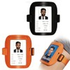 2 Pack Black and Orange Leather ID Badge Holder, Adjustable