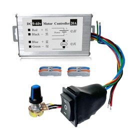 HUSETOO DC Motor Speed Controller ，DC 12V 24V 36V 48V 60V Motor Pulse Width Modulator Regulator Motor Variable Speed Controller with CW/CCW Switch, (1200W 20A CW/CCW Switch and Speed Switch)