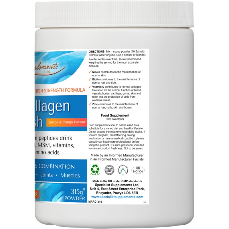 Specialist Supplements Marine Collagen Nourish (Orange & Mango Flavour) Drink