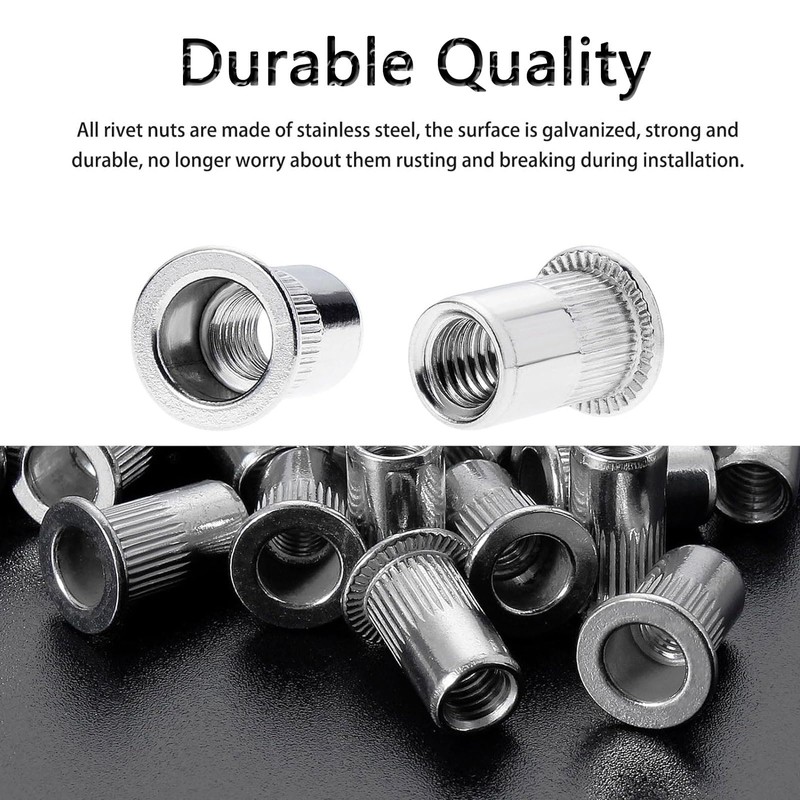 TA-VIGOR 50Pcs M4 Rivet Nuts, Aluminium Alloy Knurled Flat Head