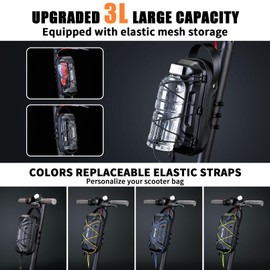 3L Electric Scooter Bag, Waterproof Scooter Storage Bag with Multicolor Drawstrings, 3L Large Capacity Scooters Handlebar Bag, Compatible with Scooters, Bikes, Segway Ninebot and NIU