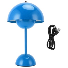 Desk Lamp Flower Bud Cordless LED Retro Rechargeable Touch Dimming 3 Color Temperatures Bedside Table Light for Bedroom Study Office Blue