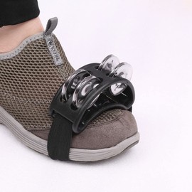 YKKJ Foot Tambourine, Foot Tambourine Percussion Musical Instrument with Metal Bells, Bell for Arms & Feet, Instrument Accessories (Black)