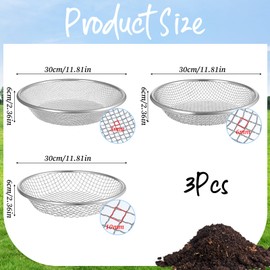 Garden Soil Sifter 3Pcs Compost Sifter Rock Sifters for Gardening, Fits 5-Gallon Buckets 3 Apertures