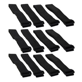 Hook 'n Loop Industrial Strength 1 Inch x 12 Inch Reusable Black Nylon Looping Straps (12 Strap Pack)