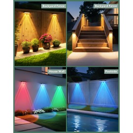 APILAB Solar Fence Lights Outdoor 12 Pack, 7 Fixed Colors & Color Changing Fence Lights Solar Powered, IP65 Waterproof Backyard Decoration for Patio, Deck, Pool, Step