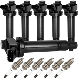ASAPE Set of 6 Ignition Coil Pack with 6*Spark Plug Fit for 2002-2006 for Toyota Camry 2001-2003 for Toyota Highlander 1999-2003 for Lexus ES300 RX300 2000-2004 for Toyota Avalon 3.0L, Replace UF267