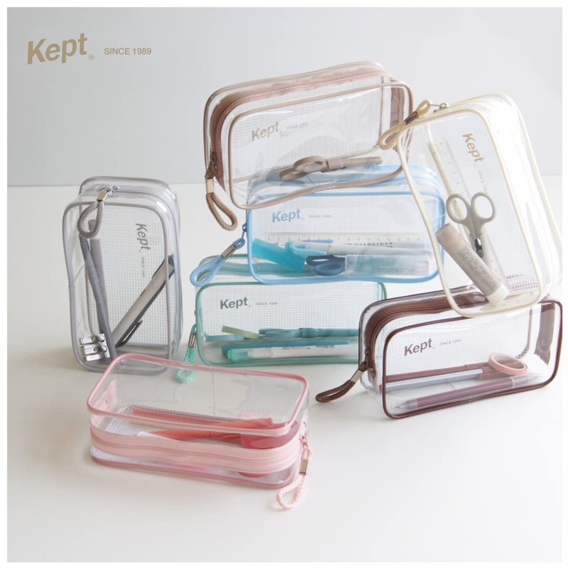 Raymay Fujii KPF9021GM Kept Pencil Case, Clear Pen Pouch, Grayish