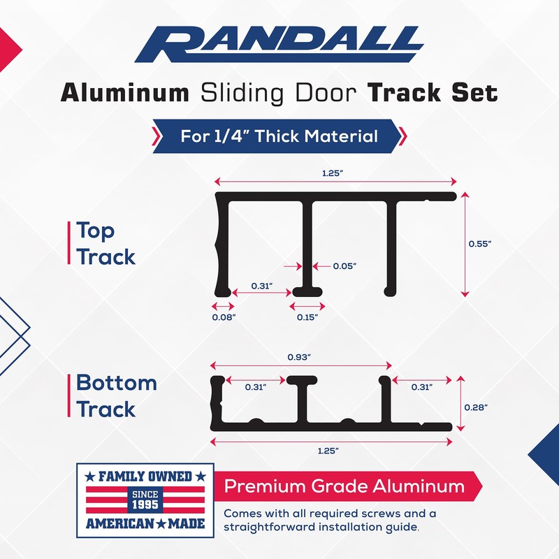 1/4" Aluminum Sliding Door Track (4 FT Long)