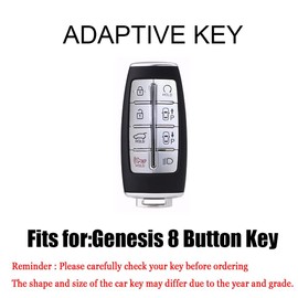 HIBEYO Samrt 8 Button Key Fob Cover for Genesis G80 GV80 G70 GV70 2021 2022 Accessories Key Shell Cover Protector for Genesis Key Case Holder Cover-Golden Black