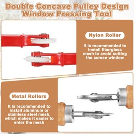 5Pcs Window Screen Spline Roller Tool with Wooden Handle & Nylon/Metal Bearing Wheels, Yarn Installation Pressing, Door Mesh Screen Changing Repair Kit with Spline Removal Hook & 20M Rubber Strip