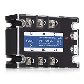 CGELE 3 Phase Solid State Relay SSR-25DA DC to AC Input 3-32VDC to Output 24-480VAC 25A Plastic Cover