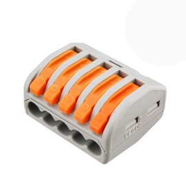 100 Pcs Lever Connectors Nuts 5 Conductor Combination Compact Wire Connectors Fast Connection Terminal 28-12 AWG Suitable for Multiple Types