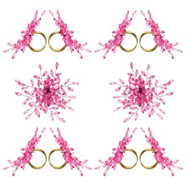 ITOS365 Napkin Rings Set of 12 for Dining Table Decoration Parties Everyday Metal Napkin Holder Leaf Pink (Pack of 12)