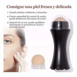 Rodillo Piedra Volcánica Absorbe Grasa Facial Reutilizable F