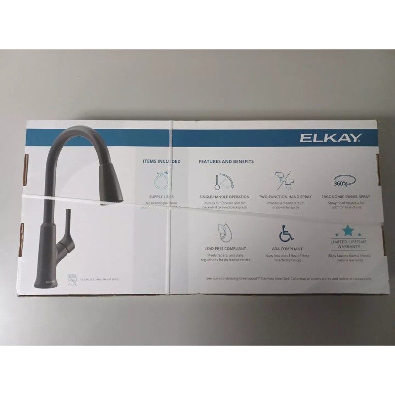 Elkay LWF1410MB Elkay Greenwood Matte Black Single Handle Pull-down Kitchen