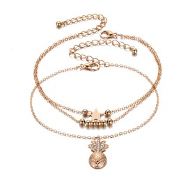 Clataly Pineapple Anklet Bracelets Multilayer Love Turtle Beaded Ankle Summer Accessories Beach Foot Jewelry for Women (Gold Pineapple Anklet)