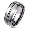 Paula & Fritz® Men's Tungsten Carbide Ring Shiny Chain Inlay