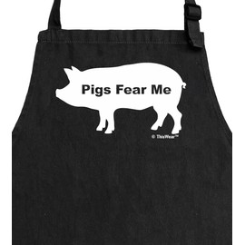Chef Gifts For Men Pigs Fear Me Two Pocket Adjustable Bib Apron Black