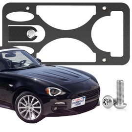 Heavy Duty Front License Plate Frame Compatible with Fiat 124 Spider 2017-2020, No Drill Tow Hook Mount, Anti-Theft License Plate Holders Bracket, Rust-Proof, Weather & Rattle Proof Car Accessories
