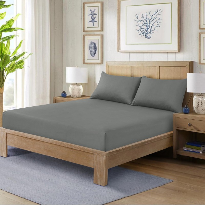 CHARKHAH Polycotton Fitted Sheet for Single Double King Super King