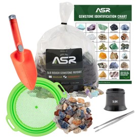 ASR Outdoor 6pc Gemstone Mining Kit Geology Paydirt Sifter Trowel Tweezers Loupe