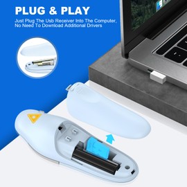 QUI Presentation Clicker Wireless Presenter Remote Clicker for PowerPoint Presentation Remote, USB Blue PowerPoint Slide Advancer for Mac/Windows/Linux, Google Slide/PPT/Keynote