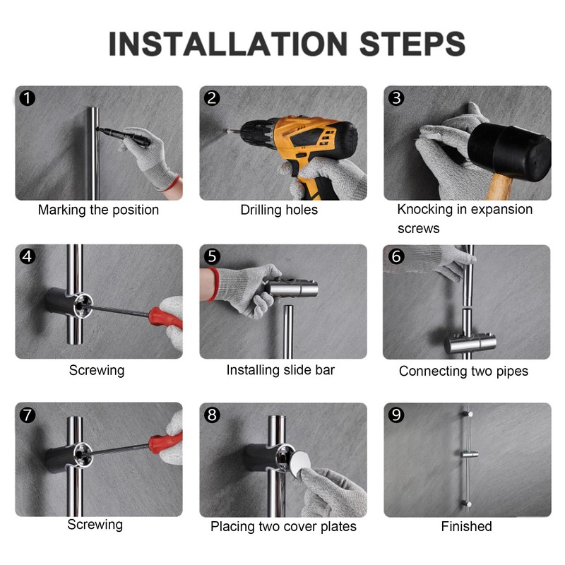 TRUSTLIFE Stainless Steel Shower Rail 68 cm Silver Shower Rail