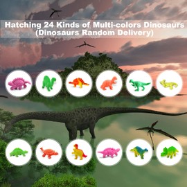 Paquete de 24 huevos de dinosaurio de Pascua para incubar huevos de dinosaurio para crecer en agua con diferentes colores, juego de caza, cesta de Pascua, regalos de cumpleaños, Pascua, regalos de fiesta para niños pequeños de 3 a 10 niños y niñas