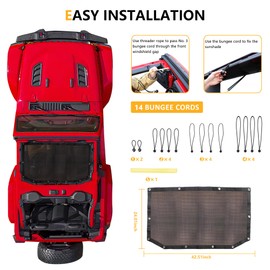 Parasol para Jeep Wrangler JL JLU 2018-2023 2 puertas 4 puertas delanteras de malla JL Parasol bikini suave cubierta de techo accesorios de red, bloquea los rayos UV, el viento, el ruido, negro