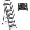 TOOLF Step Ladder, Sturdy Steel Step Stool with Anti-Slip Wide