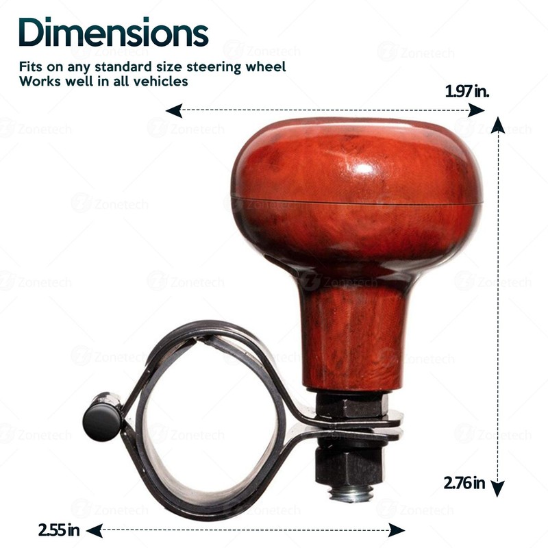ZONETECH Woodgrain Steering Wheel Spinner - Universal Fit Premium Quality