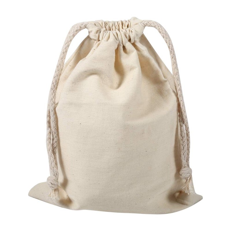 Household Plain Organic Cotton Storage Bag Drawstring Storage Laundry Sack