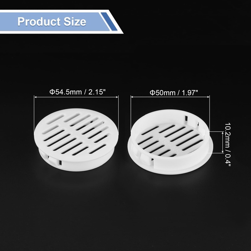 sourcing map Round Soffit Vents 2 inch, 4Pcs White Plastic