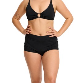 Modibodi Period Protection Swimwear - High Absorbency (40ml / 8 Tampons) Black Swim Bottoms - Leakproof Swim Shorts - 14/L