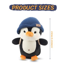 TIVUNORON Penguin Soft Toy Plush Toy, Cuddly Toy Penguin Plush Toy, 23 cm Blue Penguin Plush Doll, Cute Penguin Plush Cushion, Children's Cartoon Penguin Plush Toy Gift
