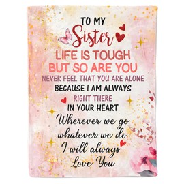 Welsky Sister Gifts, Sister Birthday Gifts Pink Blanket, Graduation Wedding Thank you Mothers Day Friendship Present for Women Friends, Inspirational Blankets and Throws