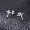 AoedeJ Cross Stud Earrings Sterling Silver Cubic Zirconia Religious Cross