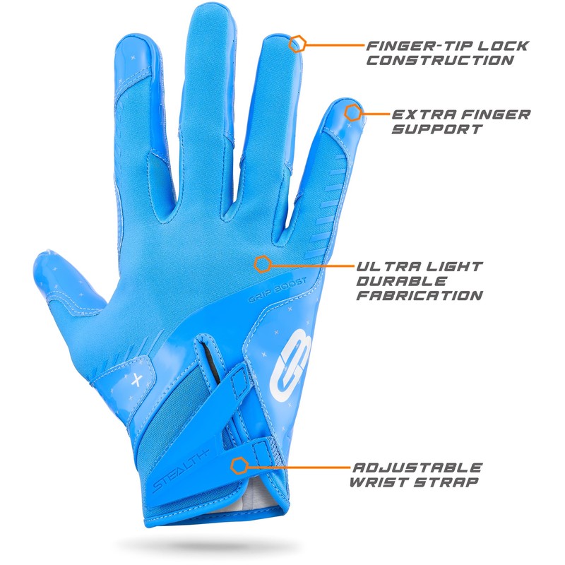 Grip Boost Youth Football Gloves Solid Stealth 6.0 Boost Plus