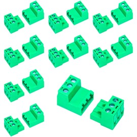 Tcenofoxy 10 Set 5.08mm 3 Pin Male & Female Phoenix Type Connector No Soldering Green PCB Screw Terminal Block 3 Pole