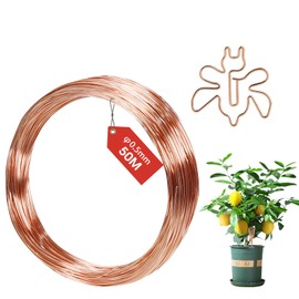 FIFIBANG 50 Metres Pure Copper Wire, 0.5 mm, T2 Bare Copper Cable, Craft Wire, Jewellery Wire, Coil, Winding Wire, Copper Wire for Electrical Culture, Gardening, Welding, Electrical Engineering, DIY