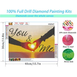 Love Diamond DIY Painting Kits, Sunset Diamond Art Craft for Adults Full Round Drill, Heart Pictures Painting with Round Diamonds,You and Me Diamond Paint kits for Home Wall Decor Gift(16inx12in)