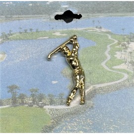 OSC Gold Lapel Pin With Golfer Swinging a Club in Gold Plate Made in USA by OSC NEW