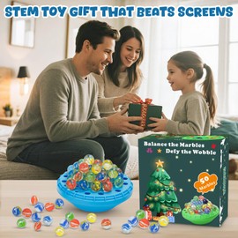INKZOO Marble Balance Game, Wobble Marble Stacking Game for Kids 6+, Family Games for Kids and Adults with Built-in Storage, Marbles Board Game for 1-4 Players, Fun Birthday Party Games Toys