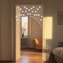 BECHAEO Snowflake Crystal Glass Beaded Curtain 25 Strings Arched Door Beads Hanging String Curtain Window Valance for Christmas Doorway Room Divider Home Shop Hippie Y2K Decor, Clear