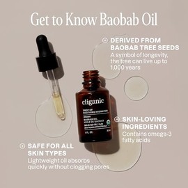 Cliganic Aceite de Baobab Orgánico Cliganic, 60 ml - Aceite Facial Puro y Natural - Rico en Vitamina A y E - Libre de Crueldad - Ideal para Todo Tipo 