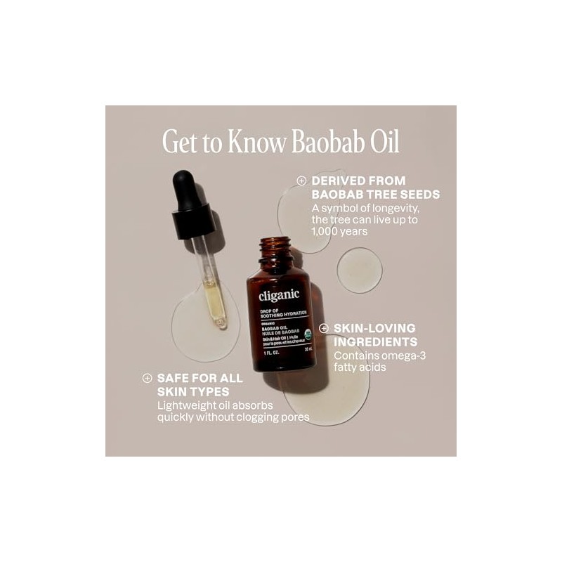 Cliganic Aceite de Baobab Orgánico Cliganic, 60 ml - Aceite