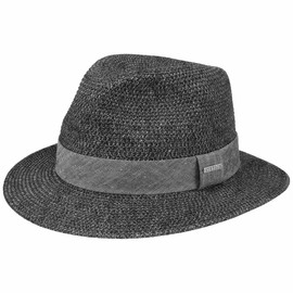 Stetson Nark Traveller Toyo Straw Hat - Traveller Hat Made of Toyo Straw - Beach Hat Women/Men - Summer Hat with Lining Band (Cotton) - Sun Hat Spring/Summer - Hat, charcoal/black