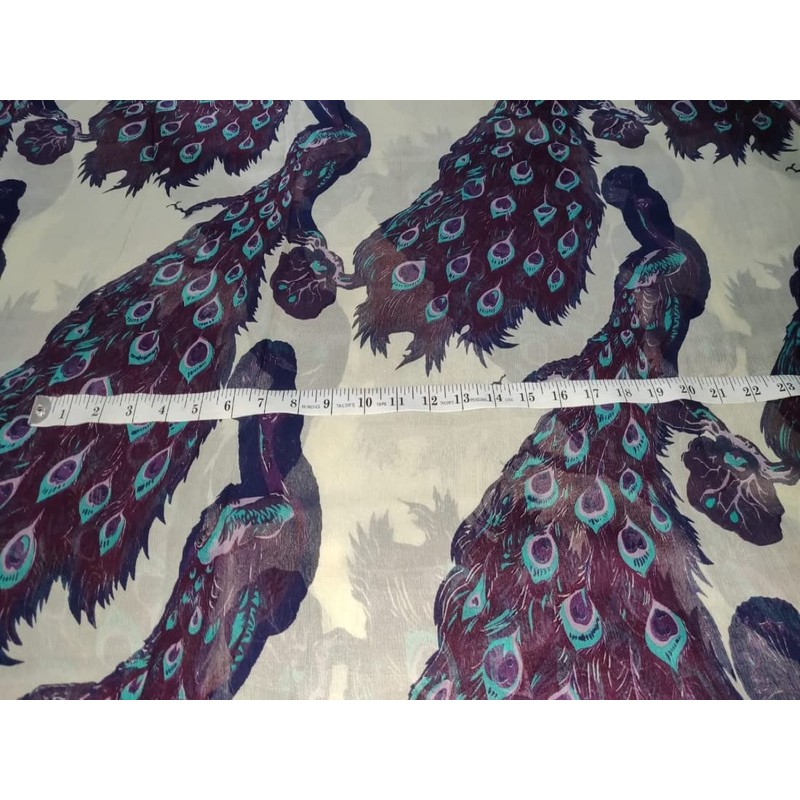 The Yard Silk Chiffon Peacock Fabric 44"